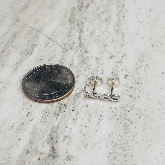 925 Sterling Silver Infinity Stud Earrings - Picture 7 of 10